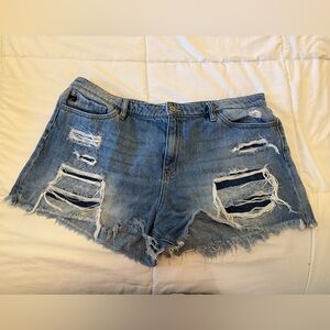 KanCan Blue Distressed Jean Shorts size 18W 100% cotton